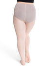 Back view of adult light pink mesh transition tights with seams