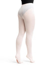 Back view of children’s theatrical pink mesh transition tights with seams