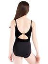 Child wearing black Regency Royal leotard with open back cutout