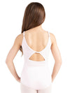Back view of pink Regency Royal leotard with triangle cutout