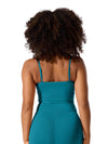 Back view of Teal ballerina camisole showing straight neckline and adjustable straps
