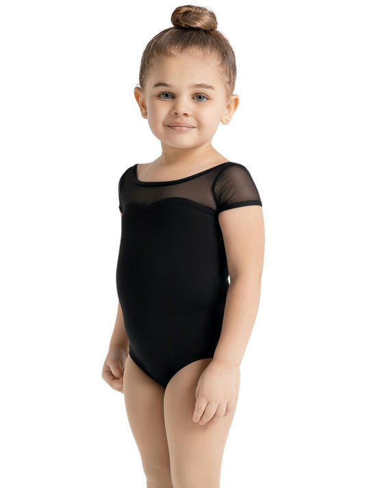 Capezio SE1039C Studio Collection Mesh Yoke Short Sleeve Leotard - Girls