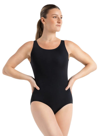 Adult dancer wearing black tank leotard