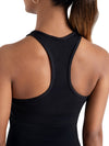 Back view of black racerback tank top worn by an adult dancer