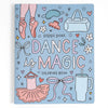 Pippi Post Dance Is Magic coloring book with blue cover featuring ballet slippers, tutu, bows, and dance illustrations