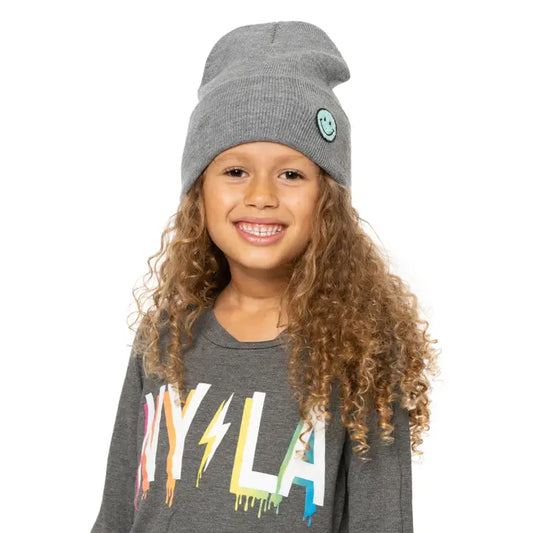 Malibu Sugar Solid Beanies with Happy Face Patches