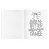 Dance Is Magic coloring book interior page with inspirational dance-themed lettering