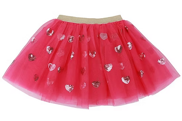 Pink tulle tutu skirt with heart details for young children