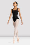 Child square neck leotard with mesh back detail front view