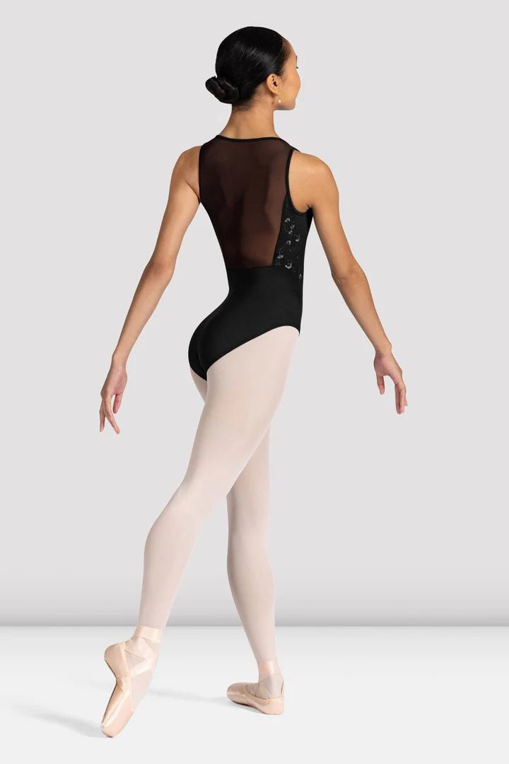 Child leotard with mesh back panel back view