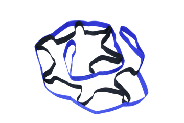Blue multi-loop stretching strap with multiple grip loops