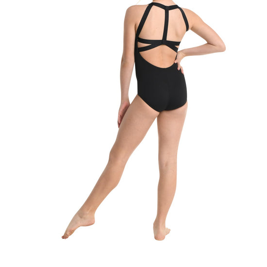 Danz N Motion Sasha black child leotard with elastic harness back straps