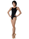 Danz N Motion Sasha black adult tank leotard with empire and princess seam front