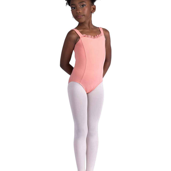 Danz N Motion Kaia child leotard shown from the side with wide shoulder straps