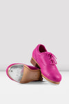 Pair of Bloch Jason Samuels Smith ladies tap shoes in bright pink, angled view.
