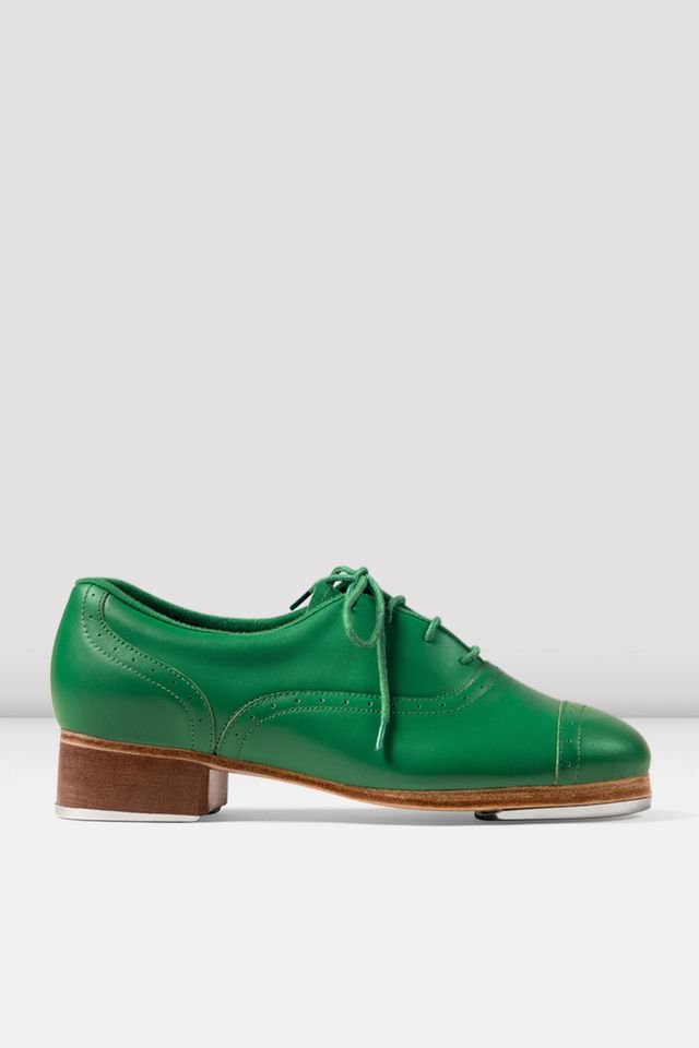 Bloch Jason Samuels Smith ladies tap shoe in green, side profile view.