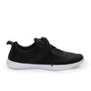Side view of black and white studio trainer sneaker for children