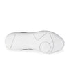 Bottom view of sneaker showing white outsole and spin pad