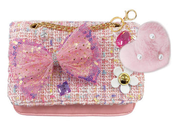 Hot Focus Ballerina Beauty pink crossbody bag with glitter, ballet details, and decorative charms