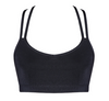 Black strappy back dance crop top front view