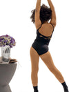 Side view of girls Studio Collection strappy back leotard